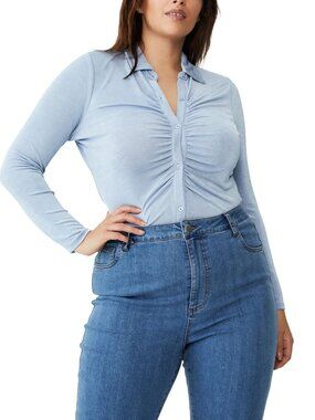 COTTON ON Womens Trendy Plus Size Bowie Button Front Shirt Top